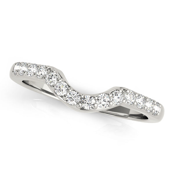 Shared Prong Curved Half Eternity Ring in Gold & Platinum
