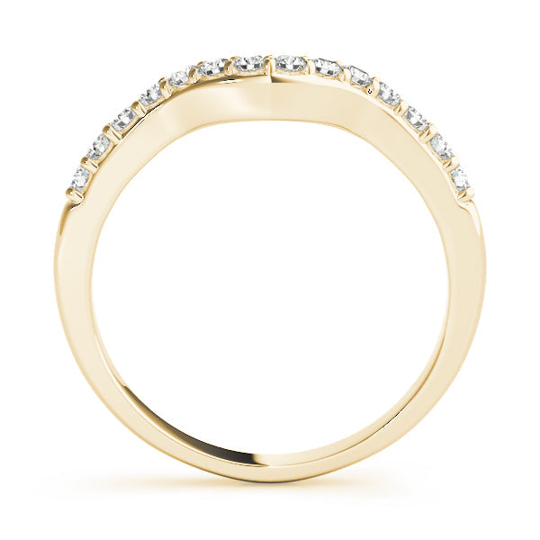 Shared Prong Curved Half Eternity Ring in Gold & Platinum