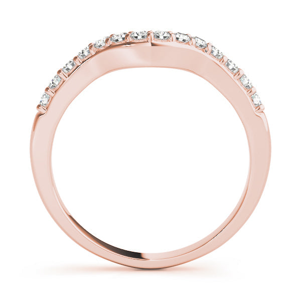 Shared Prong Curved Half Eternity Ring in Gold & Platinum