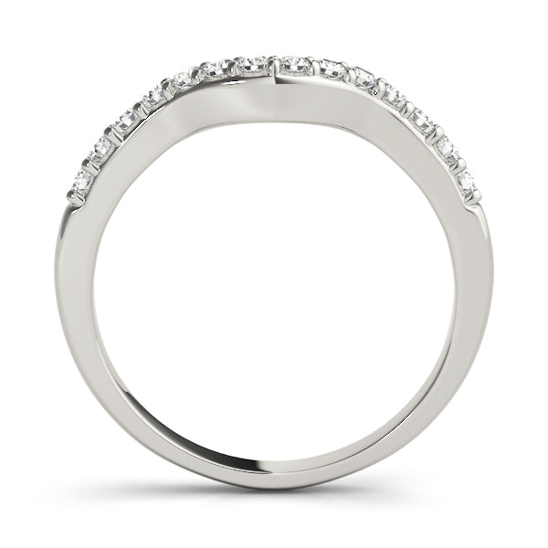 Shared Prong Curved Half Eternity Ring in Gold & Platinum