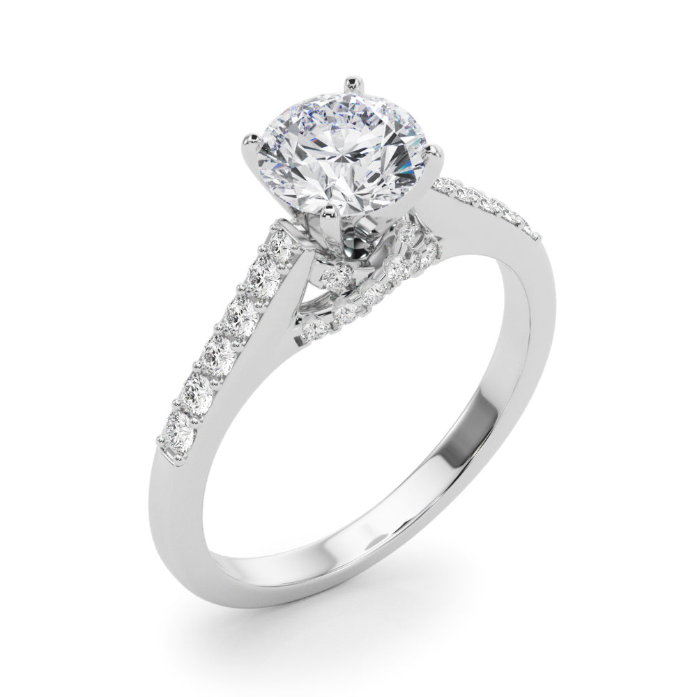 Sculpted Channel-Set Round Diamond Engagement Ring in 10K/14K gold and platinum with certified lab-grown or natural diamonds