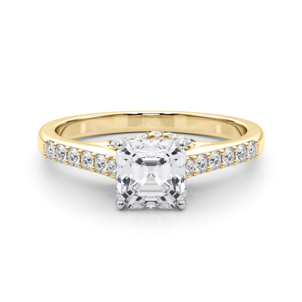 Sculpted Channel-Set Round Diamond Engagement Ring in 10K/14K gold and platinum with certified lab-grown or natural diamonds