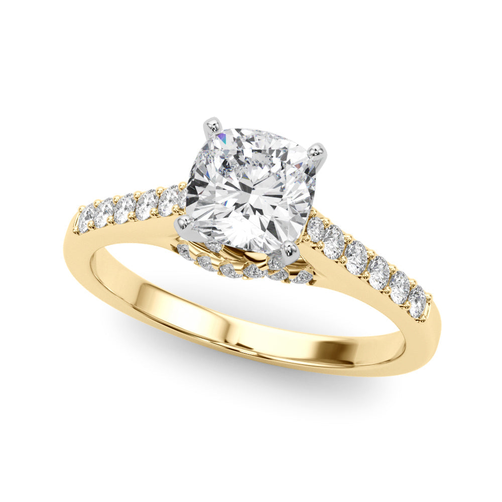 Sculpted Channel-Set Round Diamond Engagement Ring in 10K/14K gold and platinum with certified lab-grown or natural diamonds