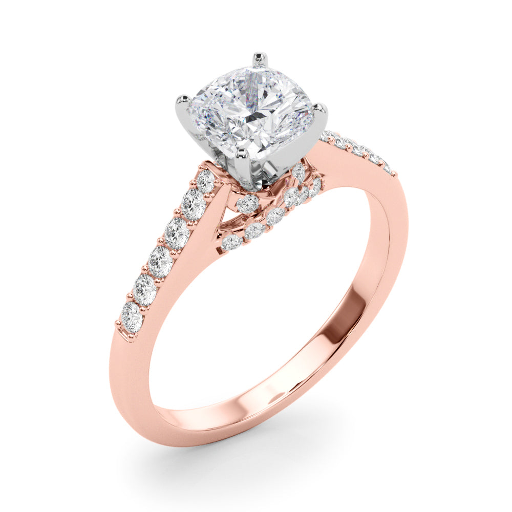 Sculpted Channel-Set Round Diamond Engagement Ring in 10K/14K gold and platinum with certified lab-grown or natural diamonds