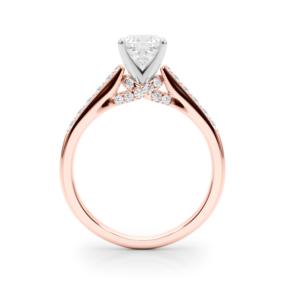 Sculpted Channel-Set Round Diamond Engagement Ring in 10K/14K gold and platinum with certified lab-grown or natural diamonds