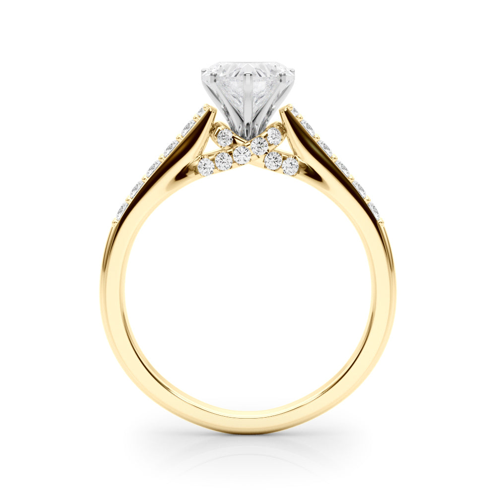 Sculpted Channel-Set Round Diamond Engagement Ring in 10K/14K gold and platinum with certified lab-grown or natural diamonds