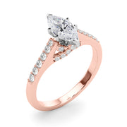 Sculpted Channel-Set Round Diamond Engagement Ring in 10K/14K gold and platinum with certified lab-grown or natural diamonds