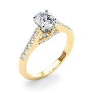 Sculpted Channel-Set Round Diamond Engagement Ring in 10K/14K gold and platinum with certified lab-grown or natural diamonds