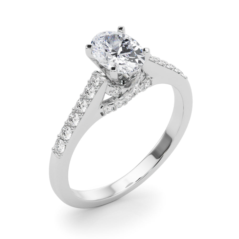 Sculpted Channel-Set Round Diamond Engagement Ring in 10K/14K gold and platinum with certified lab-grown or natural diamonds