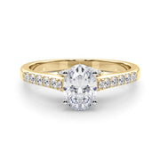 Sculpted Channel-Set Round Diamond Engagement Ring in 10K/14K gold and platinum with certified lab-grown or natural diamonds