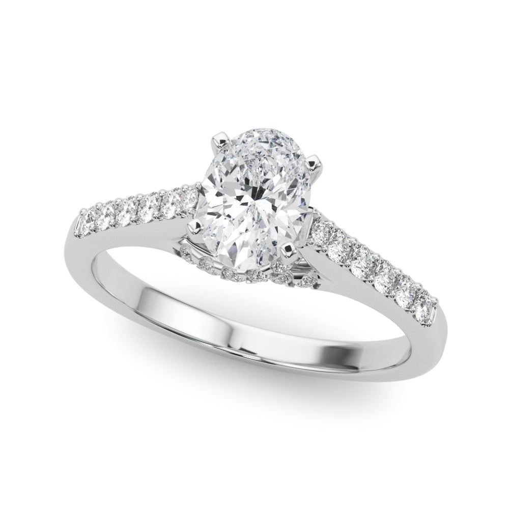 Sculpted Channel-Set Round Diamond Engagement Ring in 10K/14K gold and platinum with certified lab-grown or natural diamonds