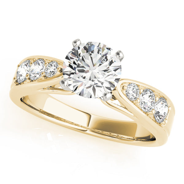 Romantic Channel-Set Round Diamond Engagement Ring in 10K/14K gold and platinum with certified lab-grown or natural diamonds