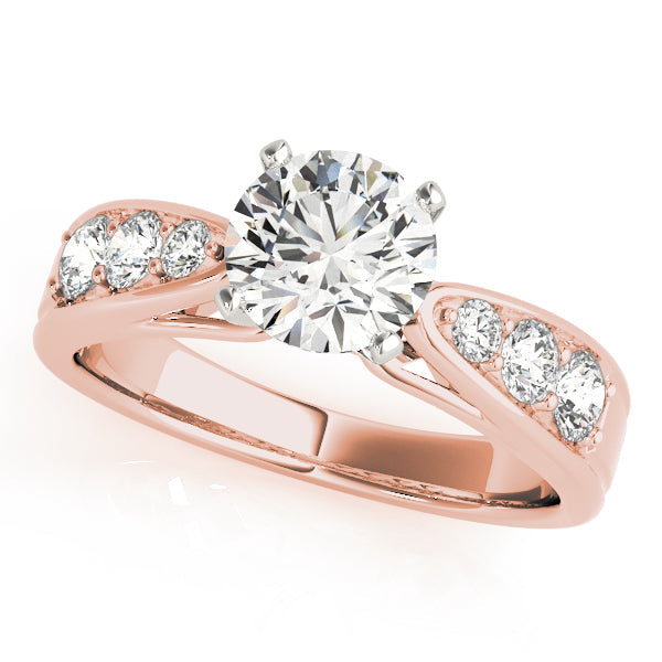 Romantic Channel-Set Round Diamond Engagement Ring in 10K/14K gold and platinum with certified lab-grown or natural diamonds
