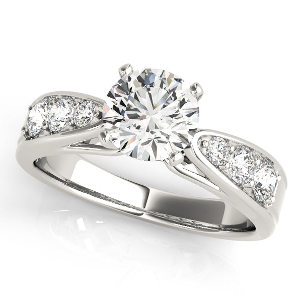 Romantic Channel-Set Round Diamond Engagement Ring in 10K/14K gold and platinum with certified lab-grown or natural diamonds