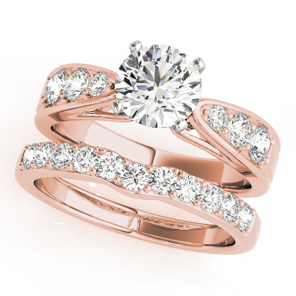 Romantic Channel-Set Round Diamond Engagement Ring in 10K/14K gold and platinum with certified lab-grown or natural diamonds