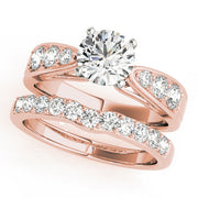 Romantic Channel-Set Round Diamond Engagement Ring in 10K/14K gold and platinum with certified lab-grown or natural diamonds
