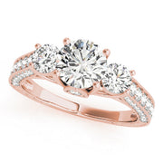 Statement Three-Stone Round Diamond Engagement Ring in 10K/14K gold and platinum with certified lab-grown or natural diamonds