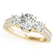 Statement Three-Stone Round Diamond Engagement Ring in 10K/14K gold and platinum with certified lab-grown or natural diamonds
