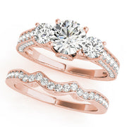 Statement Three-Stone Round Diamond Engagement Ring in 10K/14K gold and platinum with certified lab-grown or natural diamonds