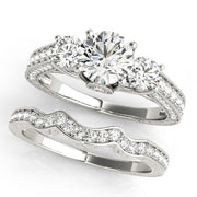 Statement Three-Stone Round Diamond Engagement Ring in 10K/14K gold and platinum with certified lab-grown or natural diamonds
