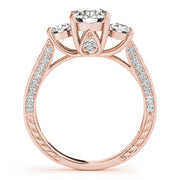 Statement Three-Stone Round Diamond Engagement Ring in 10K/14K gold and platinum with certified lab-grown or natural diamonds