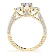 Statement Three-Stone Round Diamond Engagement Ring in 10K/14K gold and platinum with certified lab-grown or natural diamonds