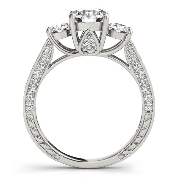 Statement Three-Stone Round Diamond Engagement Ring in 10K/14K gold and platinum with certified lab-grown or natural diamonds
