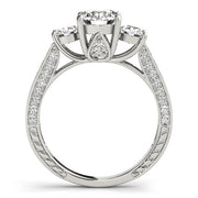 Statement Three-Stone Round Diamond Engagement Ring in 10K/14K gold and platinum with certified lab-grown or natural diamonds