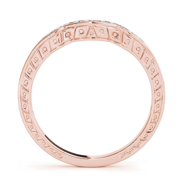 Prong in Channel Curved Half Eternity Ring in Gold & Platinum