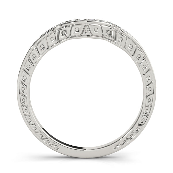 Prong in Channel Curved Half Eternity Ring in Gold & Platinum
