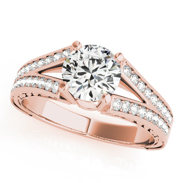 Lustrous Antique Round Diamond Engagement Ring in 10K/14K gold and platinum with certified lab-grown or natural diamonds