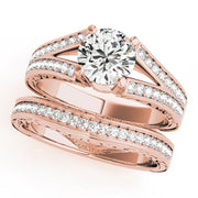 Lustrous Antique Round Diamond Engagement Ring in 10K/14K gold and platinum with certified lab-grown or natural diamonds