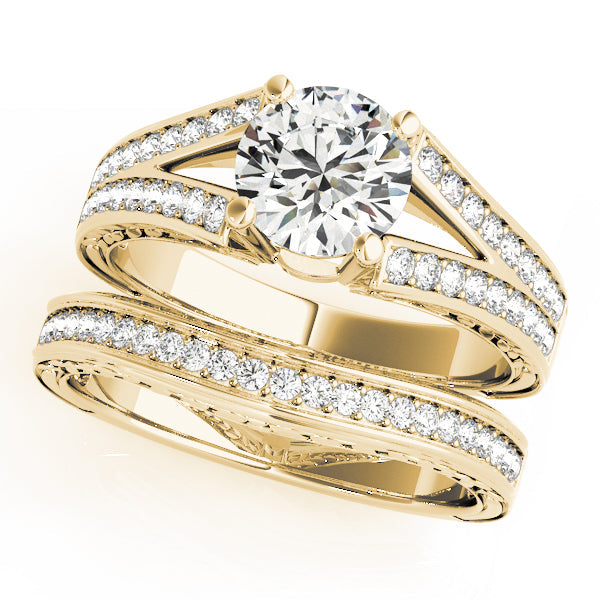 Lustrous Antique Round Diamond Engagement Ring in 10K/14K gold and platinum with certified lab-grown or natural diamonds