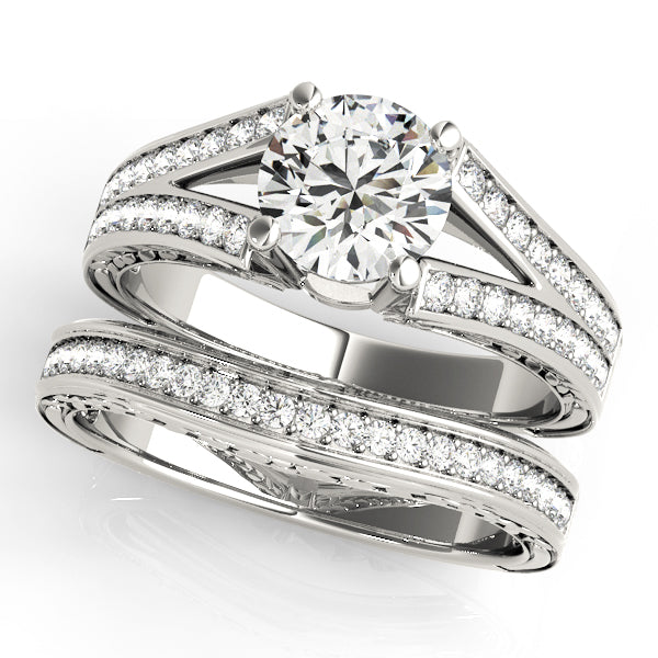 Lustrous Antique Round Diamond Engagement Ring in 10K/14K gold and platinum with certified lab-grown or natural diamonds