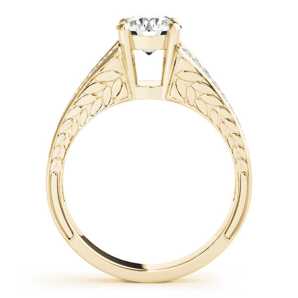 Lustrous Antique Round Diamond Engagement Ring in 10K/14K gold and platinum with certified lab-grown or natural diamonds