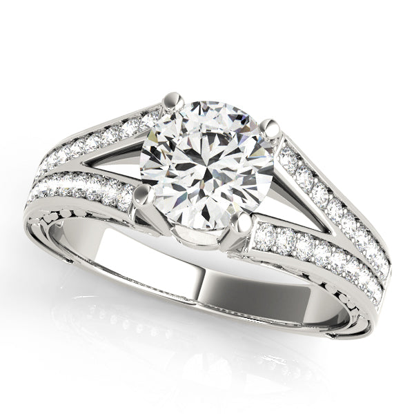 Lustrous Antique Round Diamond Engagement Ring in 10K/14K gold and platinum with certified lab-grown or natural diamonds