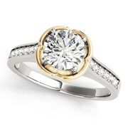 Opulent Prong-Set Round Diamond Engagement Ring in 10K/14K gold and platinum with certified lab-grown or natural diamonds