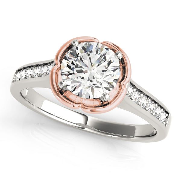 Opulent Prong-Set Round Diamond Engagement Ring in 10K/14K gold and platinum with certified lab-grown or natural diamonds