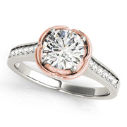 Opulent Prong-Set Round Diamond Engagement Ring in 10K/14K gold and platinum with certified lab-grown or natural diamonds