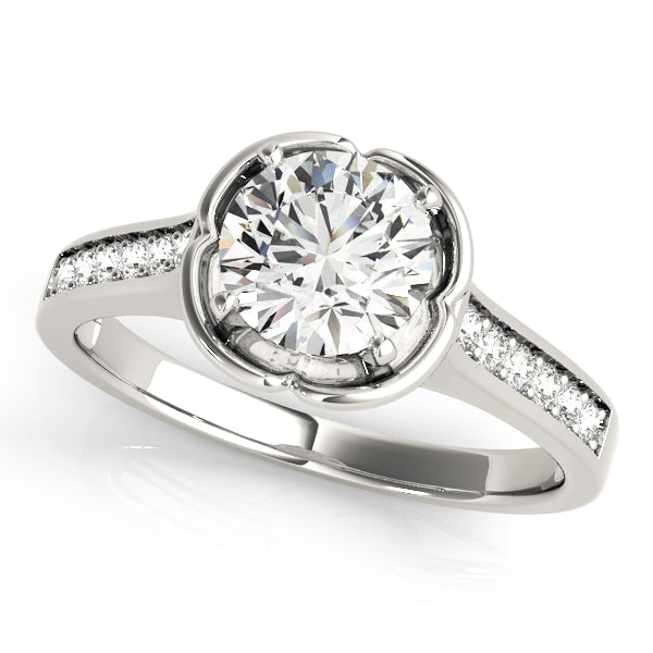 Opulent Prong-Set Round Diamond Engagement Ring in 10K/14K gold and platinum with certified lab-grown or natural diamonds