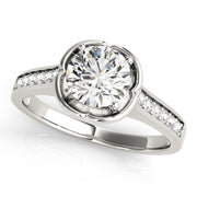 Opulent Prong-Set Round Diamond Engagement Ring in 10K/14K gold and platinum with certified lab-grown or natural diamonds
