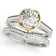 Opulent Prong-Set Round Diamond Engagement Ring in 10K/14K gold and platinum with certified lab-grown or natural diamonds