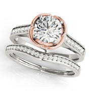 Opulent Prong-Set Round Diamond Engagement Ring in 10K/14K gold and platinum with certified lab-grown or natural diamonds