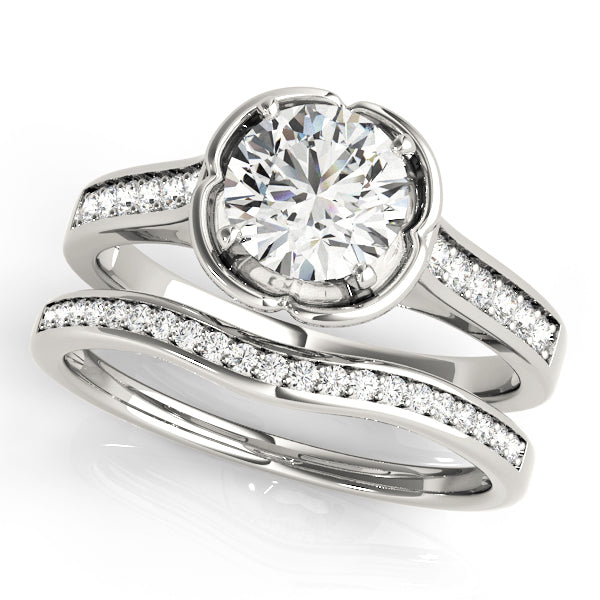 Opulent Prong-Set Round Diamond Engagement Ring in 10K/14K gold and platinum with certified lab-grown or natural diamonds