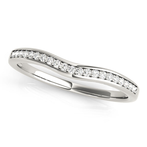 Curved Bands Half Eternity Ring in Gold & Platinum