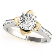 Celestial Prong-Set Round Diamond Engagement Ring in 10K/14K gold and platinum with certified lab-grown or natural diamonds