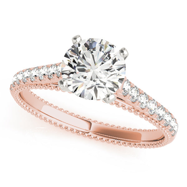 Crowned Prong-Set Round Diamond Engagement Ring in 10K/14K gold and platinum with certified lab-grown or natural diamonds