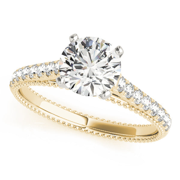 Crowned Prong-Set Round Diamond Engagement Ring in 10K/14K gold and platinum with certified lab-grown or natural diamonds