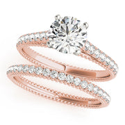Crowned Prong-Set Round Diamond Engagement Ring in 10K/14K gold and platinum with certified lab-grown or natural diamonds