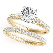Crowned Prong-Set Round Diamond Engagement Ring in 10K/14K gold and platinum with certified lab-grown or natural diamonds
